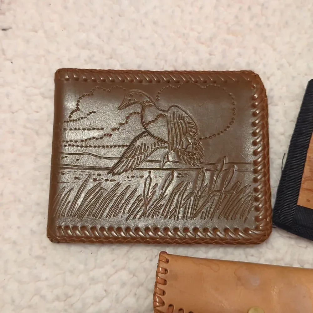 Vintage wallets and coin purse, hand-tooled & stitched‎